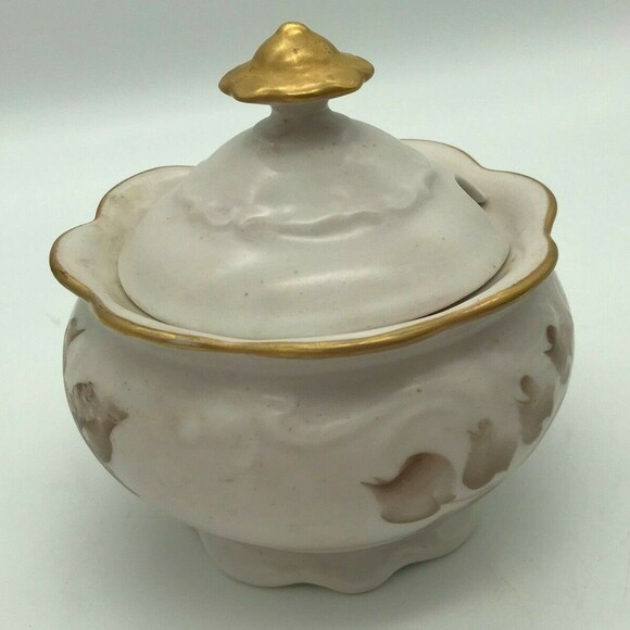 Antique Schumann Germany Sugar Bowl or Jam/Jelly Jar Floral signed S. Ortiz 025 - Picture 7 of 12